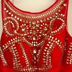 Gorgeous red gown with gold embellishment!